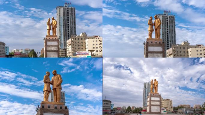 和田市团结广场大范围延时4k