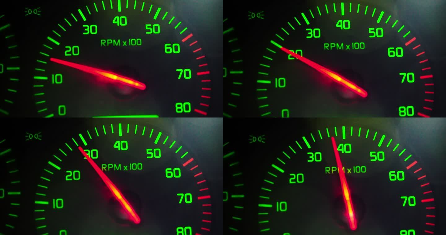 4K 汽车转速表动力加速发动机