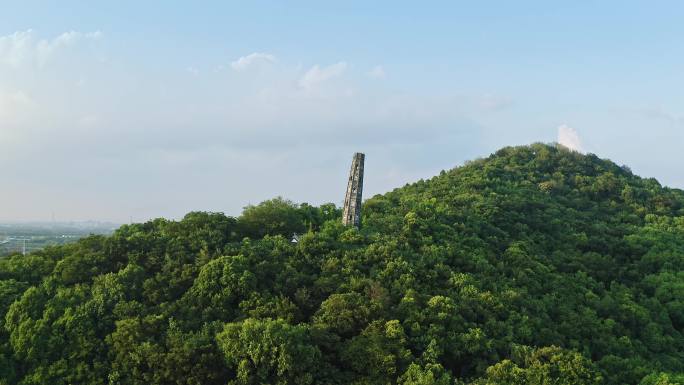 航拍上海松江天马山顶护珠塔