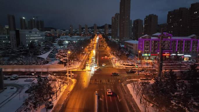 雪后街道夜景合集