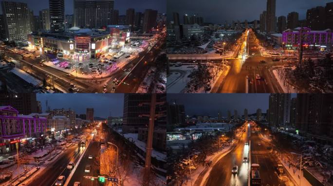 雪后街道夜景合集