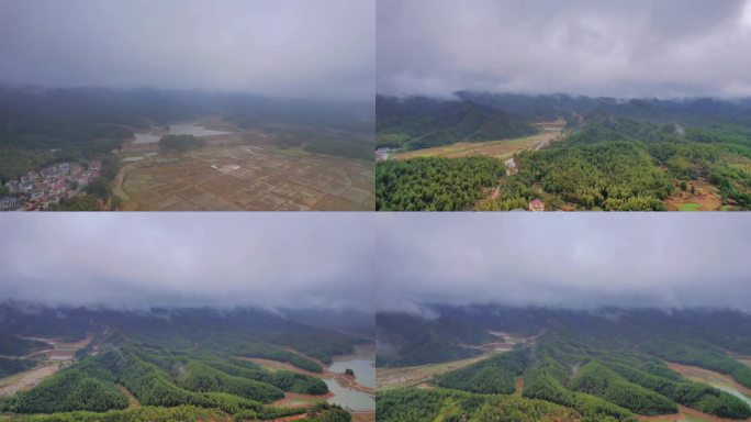 航拍自然区农村摄影蓝天白云风光记录