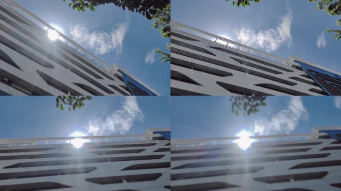 0042_V实拍仰拍大楼天空阳光