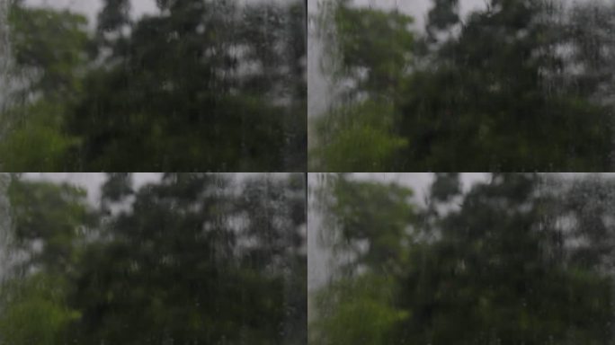4k雨水打在窗子玻璃上