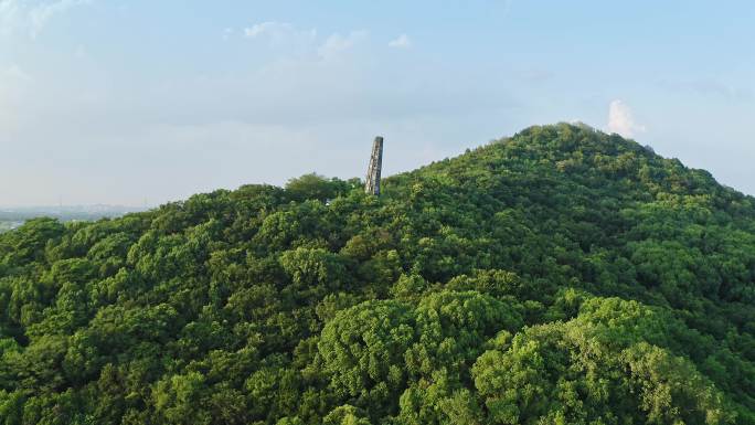 航拍上海松江天马山顶护珠塔