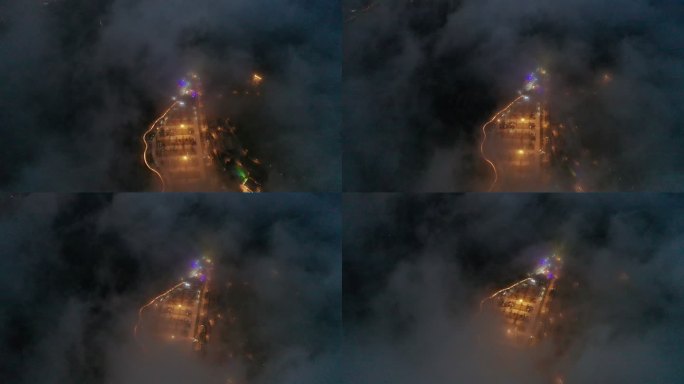 福州鼓岭嘉湖云雾缭绕夜景