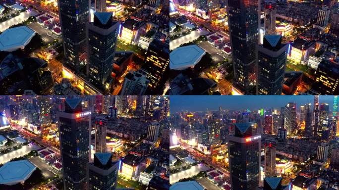 广州天河珠江新城CBD航拍夜景