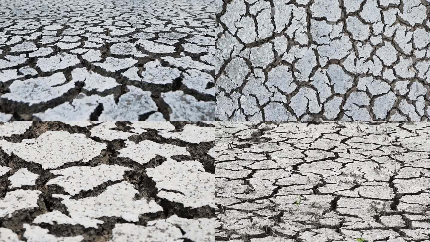 干旱缺水土地裂缝空镜素材