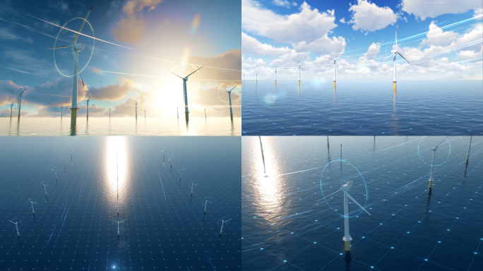 4K海上风电风力发电新能源AE模板