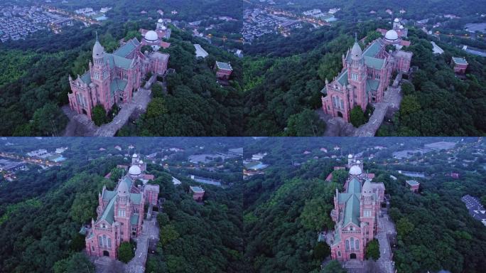 上海佘山国家森林公园山顶教堂夜景