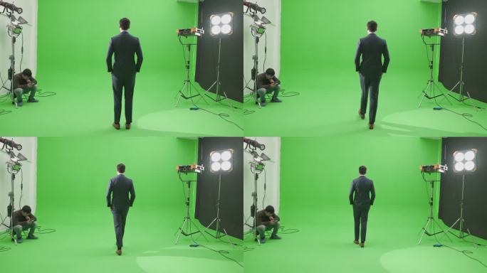 商务人士背影绿背拍摄视频2