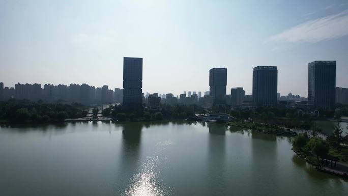 商丘 日月湖 建业总部港 设计大厦 航拍