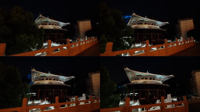 广西柳州文庙中式庭院宫殿大殿深宫后院夜景