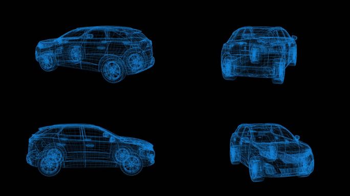 原创三维全息SUV汽车科技线框视频素材