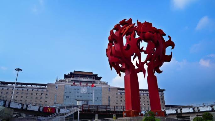 北京西站 火龙球雕塑 4k延时