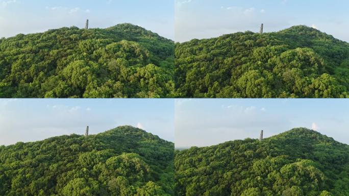 航拍上海松江天马山顶护珠塔