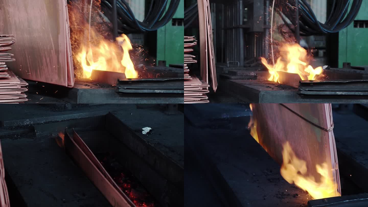 工厂里融化炼铜实拍
