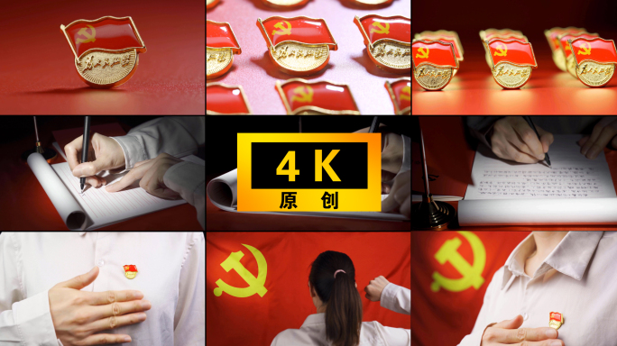 党建红色主题入党申请书党章党徽视频实拍