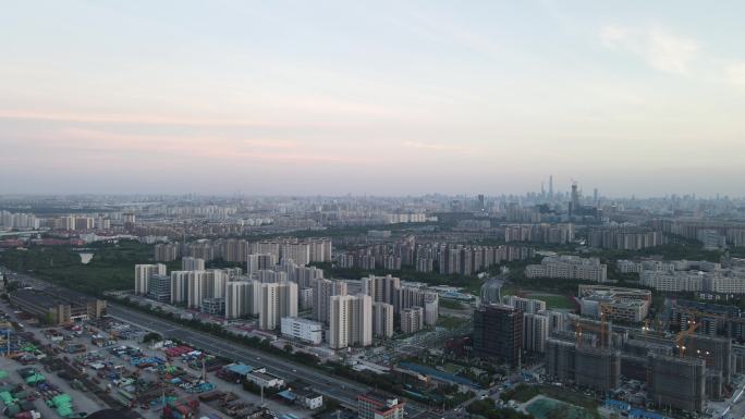 上海新江湾城国帆路全景4K航拍原素材