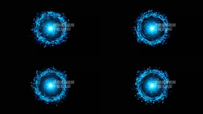 4K蓝色粒子能量圈通道视频-循环
