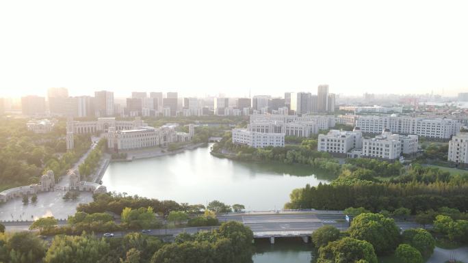 上海复旦大学江湾校区4K航拍原素材