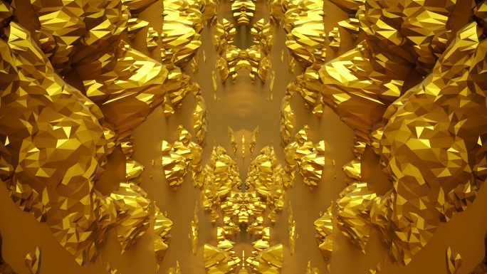 【4K时尚背景】黄金镜像空间几何金碧辉煌