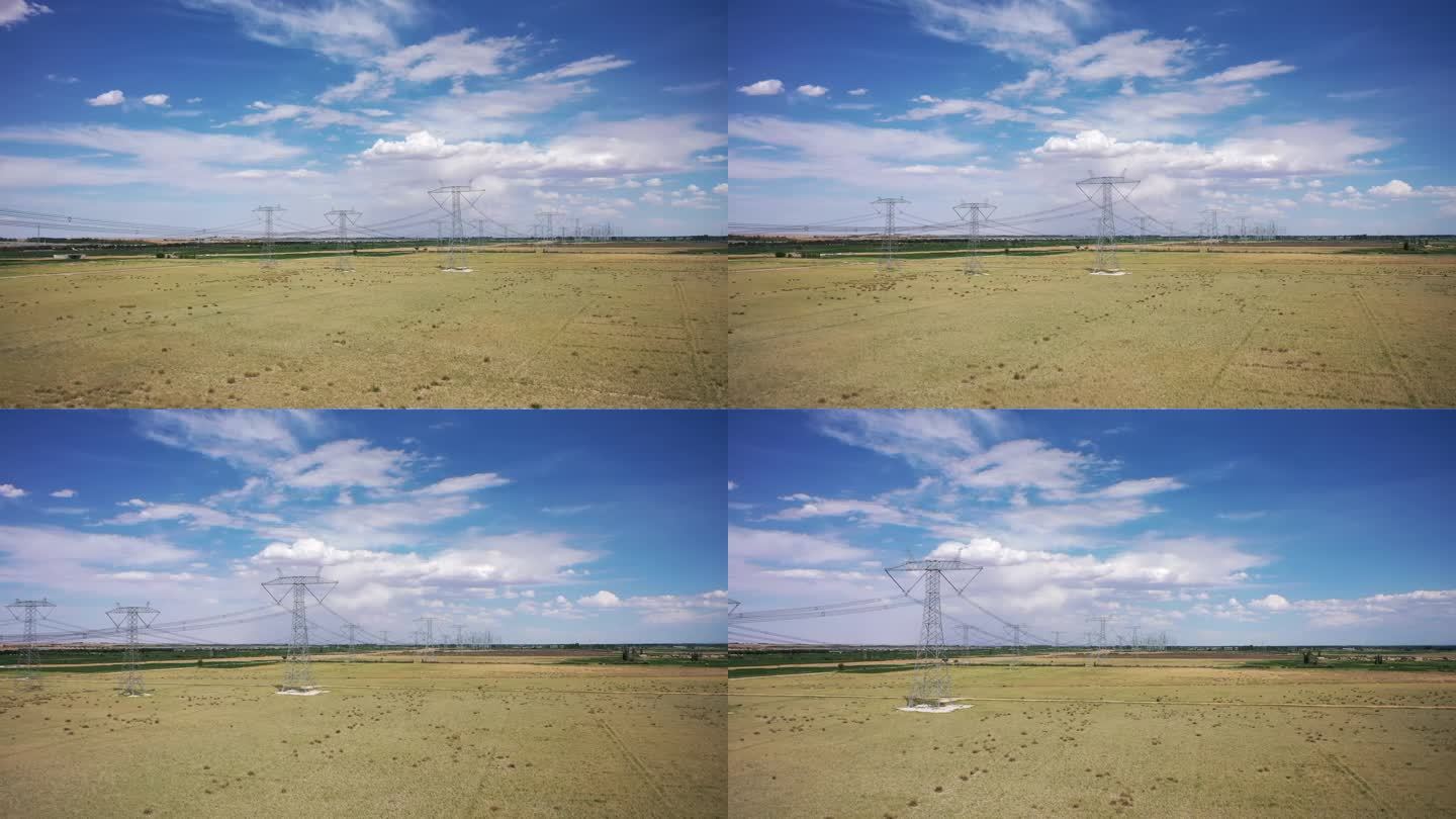 国家电网高压线铁塔行云摄影短视频
