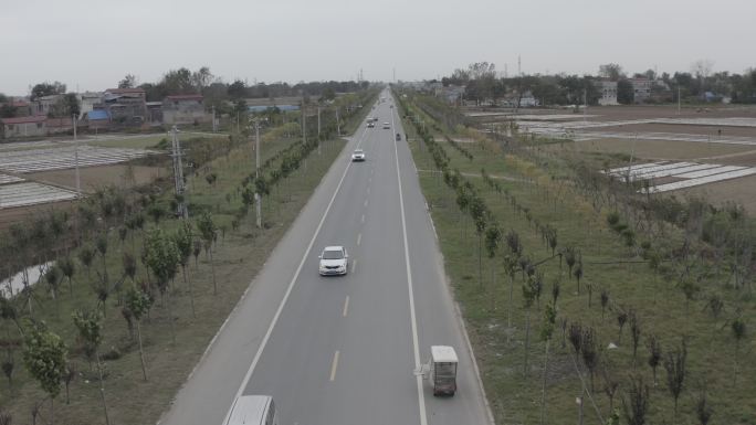 杞县自然景观河流公路航拍4K