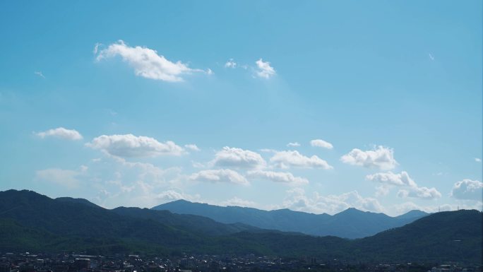 山蓝天白云延时日系小清新天空云朵飘动变化