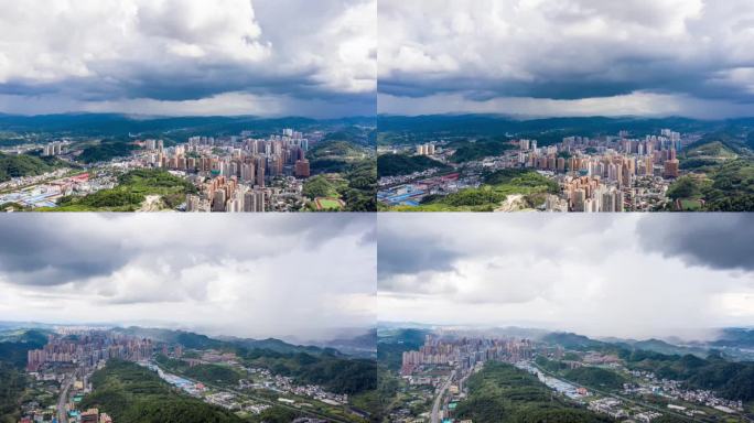 遵义市播州区城市阵雨航拍延时