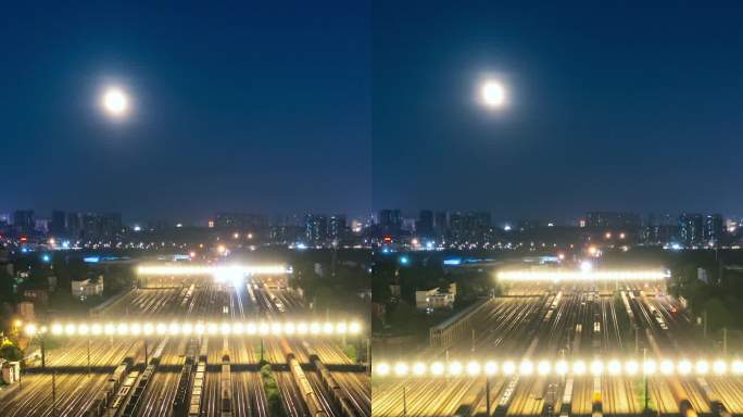 月光下的铁路夜景 或运铁路夜景
