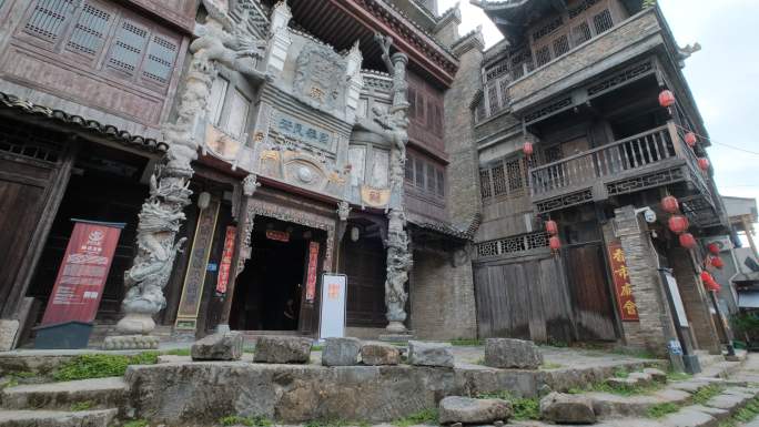 广西桂林大圩古镇古代街道老街大门牌坊门楼