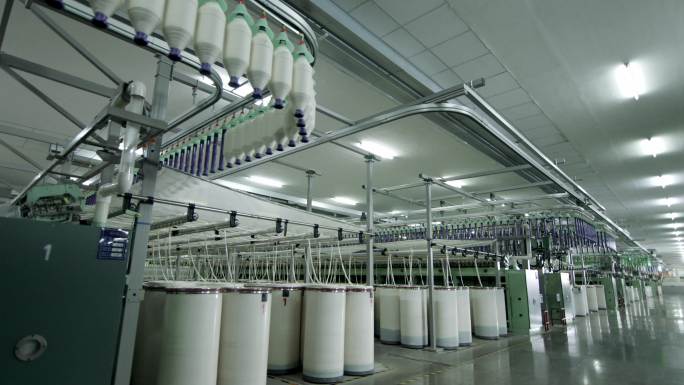 纺织丝线棉纺加工无纺布自动化生产线大景