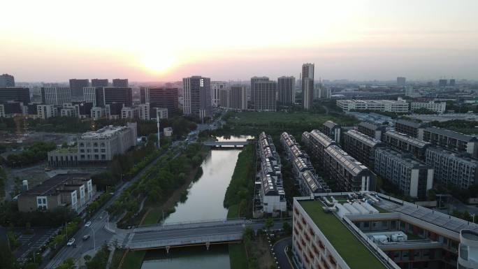 上海新江湾城国帆路全景4K航拍原素材