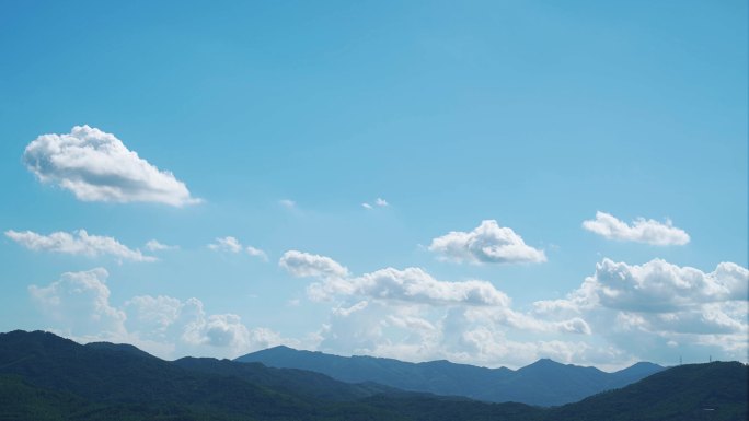 山蓝天白云延时日系小清新天空云朵飘动变化