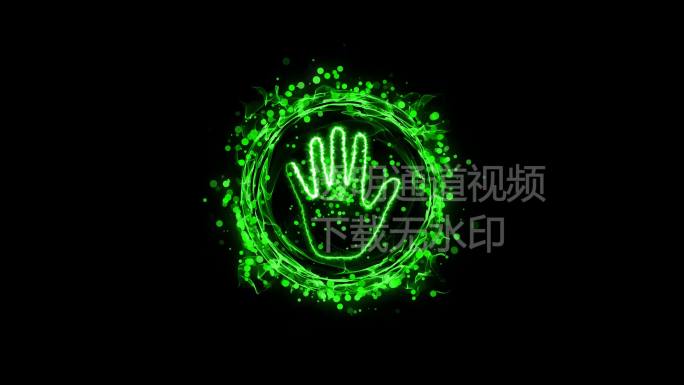 4K绿色粒子能量圈手掌印通道视频-循环