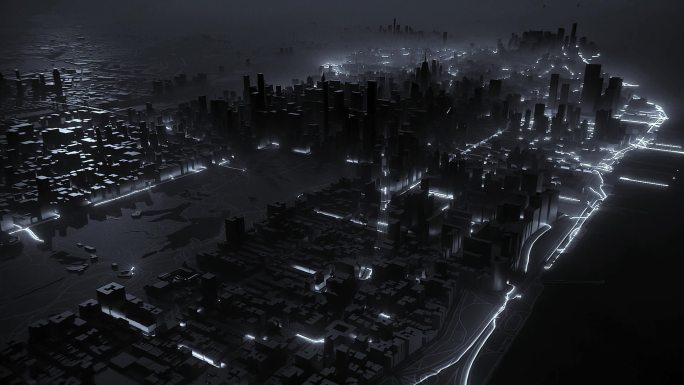 城市夜晚 城市商务区 未来概念城市
