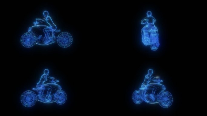 蓝色科技线条机车骑士透明通道素材