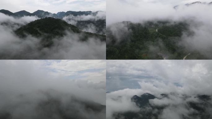 多组湘西大山云雾袅绕穿云素材