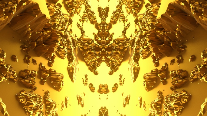 【4K时尚背景】黄金镜像金碧空间图形几何