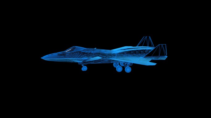 蓝色科技线条歼20战斗机透明通道素材