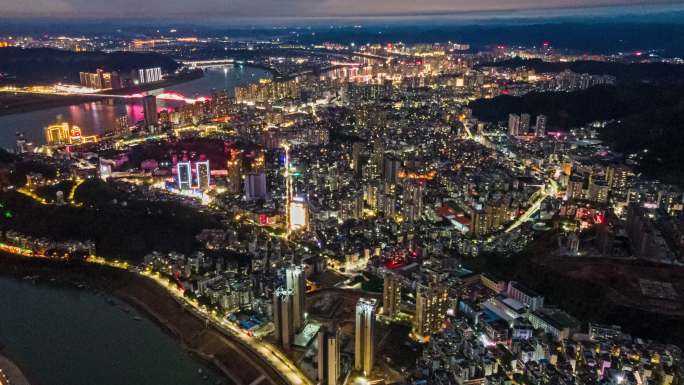 梧州河西夜景航拍延时