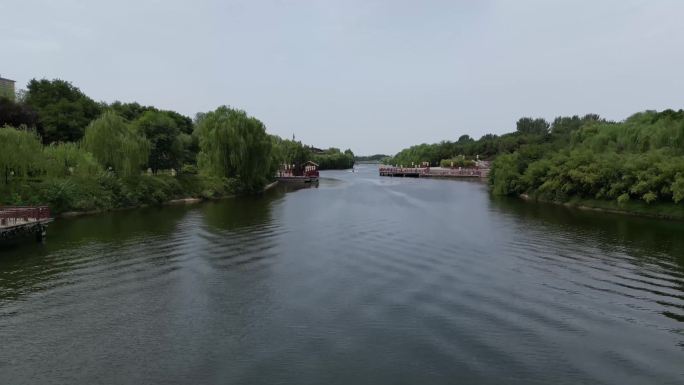 西安汉城湖景区航拍景色4K