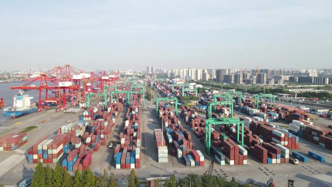 上海集装箱码头 上港集团4K航拍原素材
