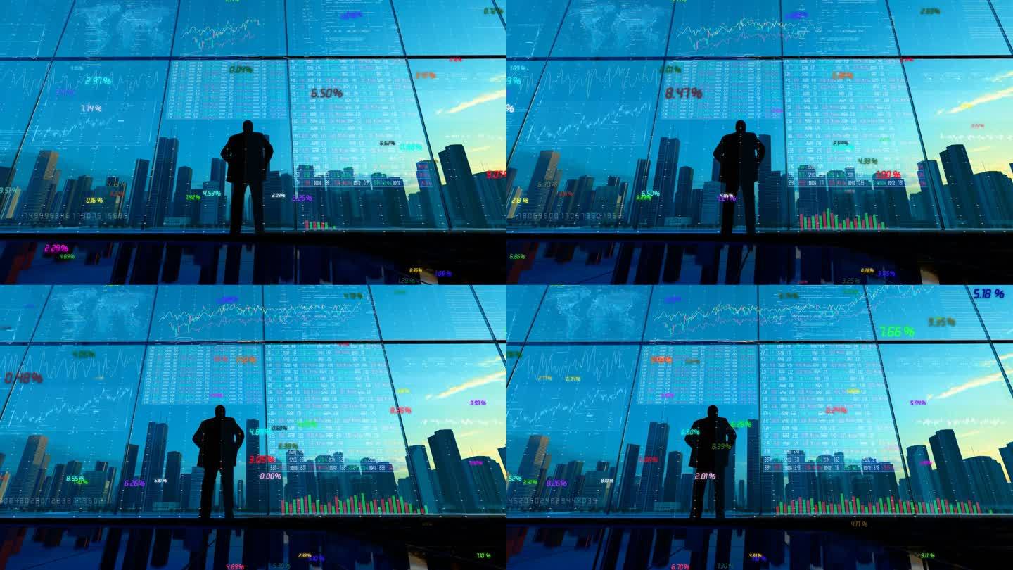 金融证券市场交易大厅玻璃屏幕背景