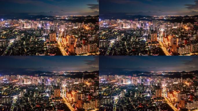 【4K超清】惠州延时航拍麦地演达片区夜景