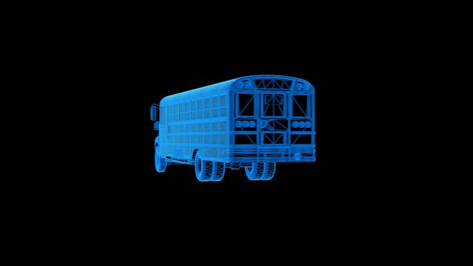 蓝色科技线条全息校车送子车透明通道素材