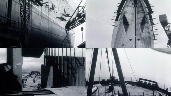 30年代造船厂轮船货船下海下水