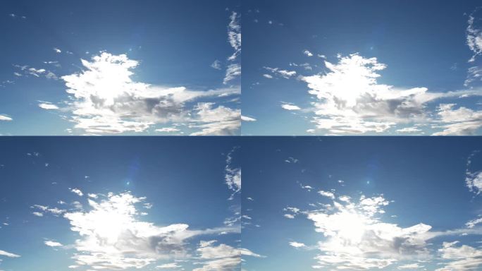蓝天白云下云层遮住太阳的延时变化