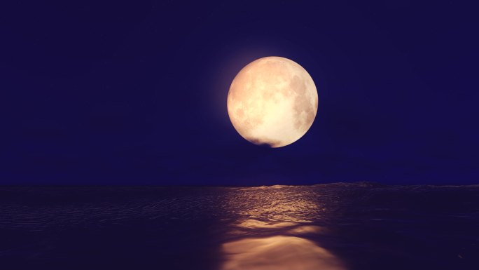 月亮唯美浪漫星空月色金色圆月星辰大海仲秋